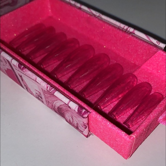 Jelly pink transparent press on nails - Picture 4 of 6